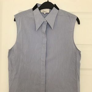 3.1 Philip Lim sleeveless shirt navy and white fine stripe